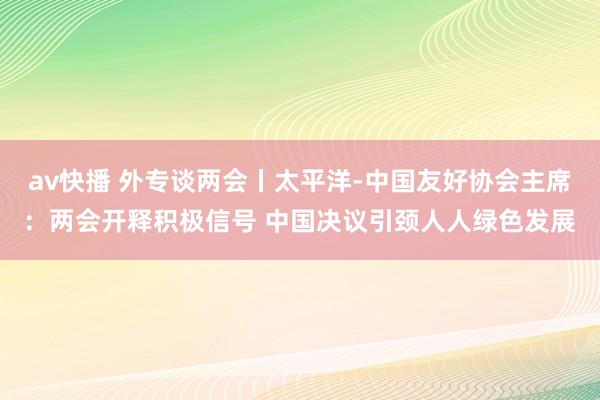 av快播 外专谈两会丨太平洋-中国友好协会主席：两会开释积极信号 中国决议引颈人人绿色发展