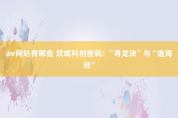 av网站有哪些 双城科创密码: “寻龙诀”与“造海经”