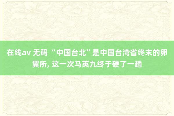 在线av 无码 “中国台北”是中国台湾省终末的卵翼所， 这一次马英九终于硬了一趟