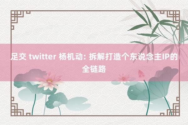 足交 twitter 杨机动: 拆解打造个东说念主IP的全链路