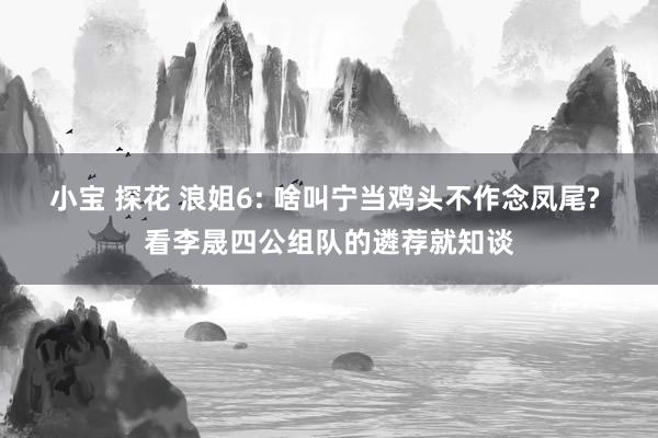 小宝 探花 浪姐6: 啥叫宁当鸡头不作念凤尾? 看李晟四公组队的遴荐就知谈
